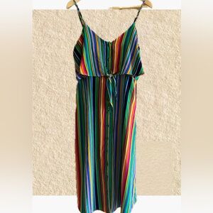 Rainbow Striped Midi Dress